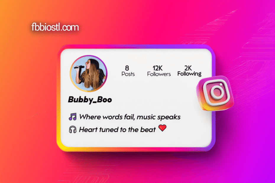 Music bio for Instagram featuring guitar emoji and music notes.